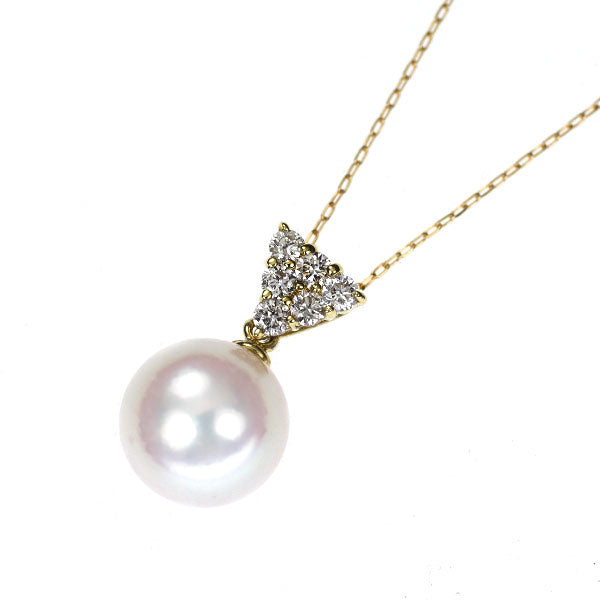 K18YG アコヤ真珠 ダイヤモンド ペンダントネックレス 径約8.0mm D0.12ct