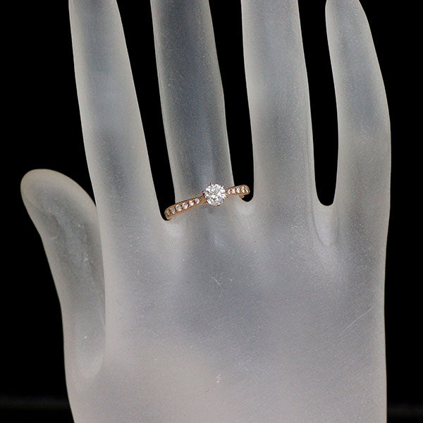 K18PG ダイヤモンド リング 0.33ct E SI2 EX D0.11ct