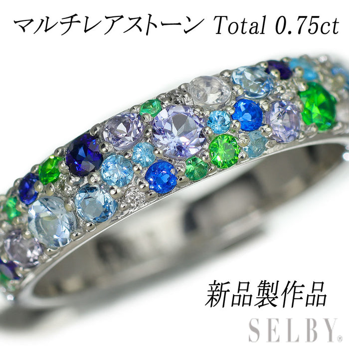 新品 Pt900 マルチカラーストーン リング 希少石 レアストーン【エスコレ】 パヴェ