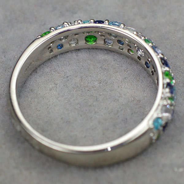 新品 Pt900 マルチカラーストーン リング 希少石 レアストーン【エスコレ】 パヴェ