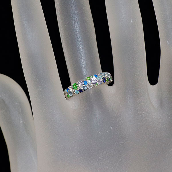 新品 Pt900 マルチカラーストーン リング 希少石 レアストーン【エスコレ】 パヴェ