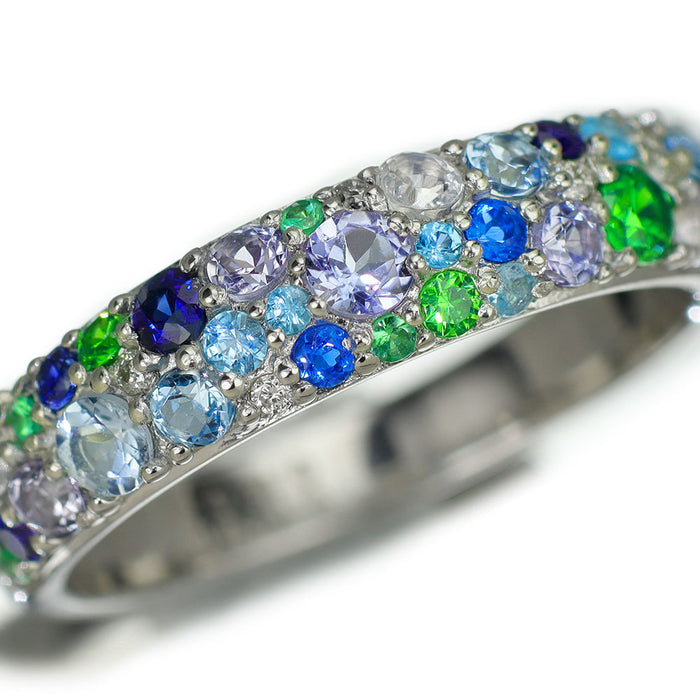 新品 Pt900 マルチカラーストーン リング 希少石 レアストーン【エスコレ】 パヴェ