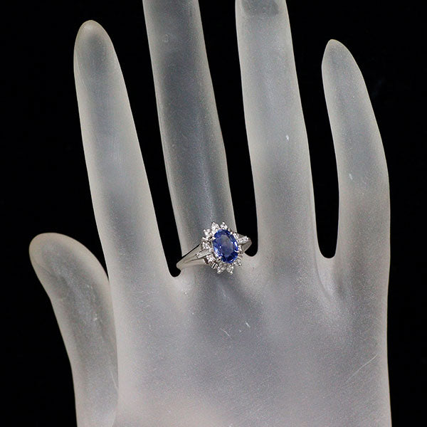 Pt900 通常加熱サファイア ダイヤモンド リング 1.33ct D0.24ct