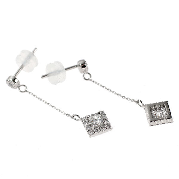 Pt900 プリンセスカット ダイヤモンド ピアス 0.257ct D0.24ct