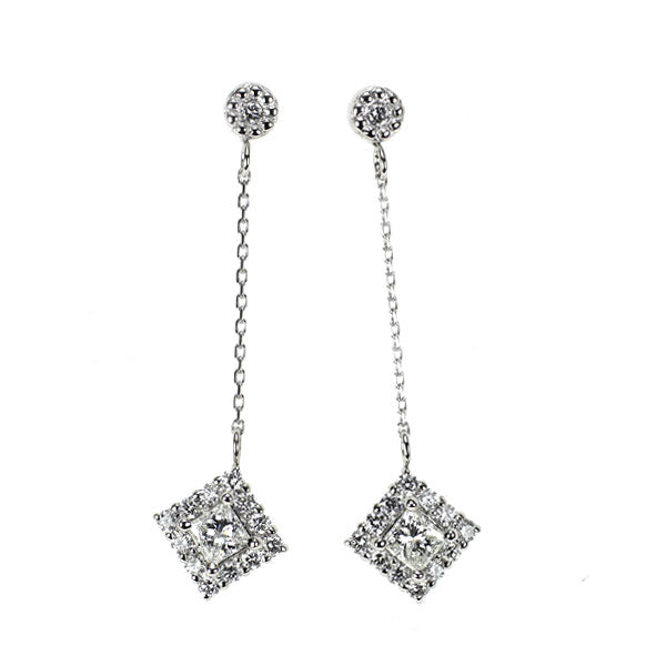 Pt900 プリンセスカット ダイヤモンド ピアス 0.257ct D0.24ct