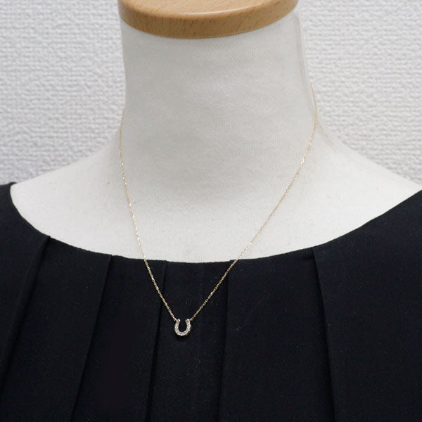 K10YG ダイヤモンド ペンダントネックレス 0.19ct 馬蹄