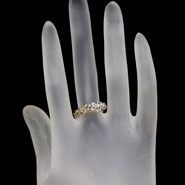 K18YG/WG ダイヤモンド リング 0.41ct フラワー