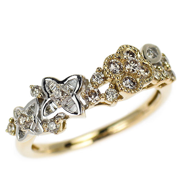 K18YG/WG ダイヤモンド リング 0.41ct フラワー