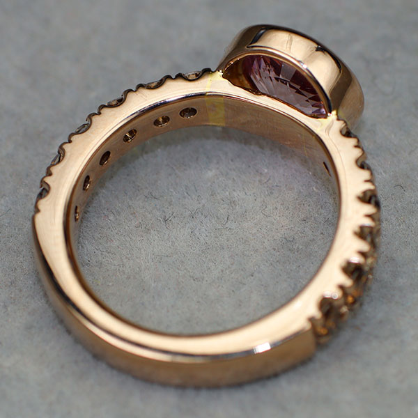 K18PG ピンクサファイア ダイヤモンド リング 1.90ct D0.75ct