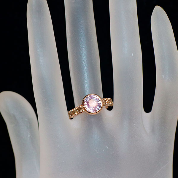 K18PG ピンクサファイア ダイヤモンド リング 1.90ct D0.75ct