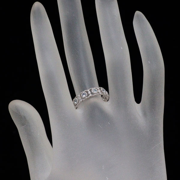 K18WG アクアマリン ダイヤモンド リング 0.15ct D0.07ct