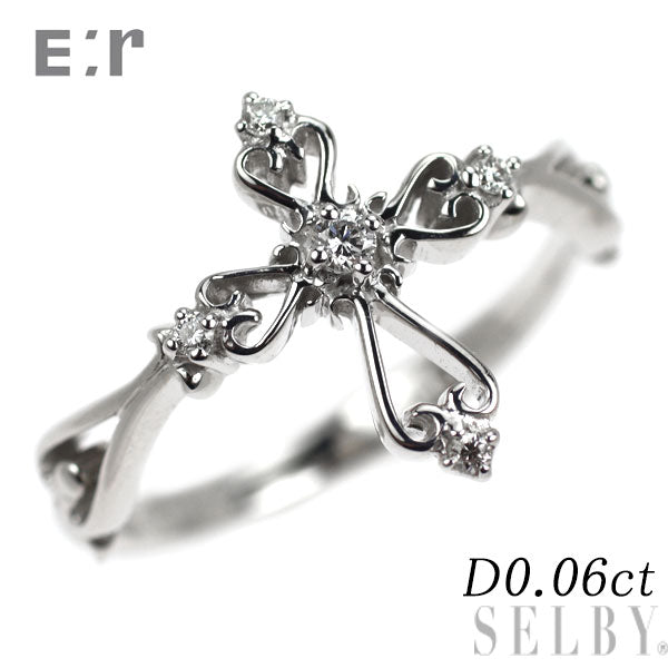 E:r/エール K18WG ダイヤモンド リング 0.06ct エールクロワ クロス