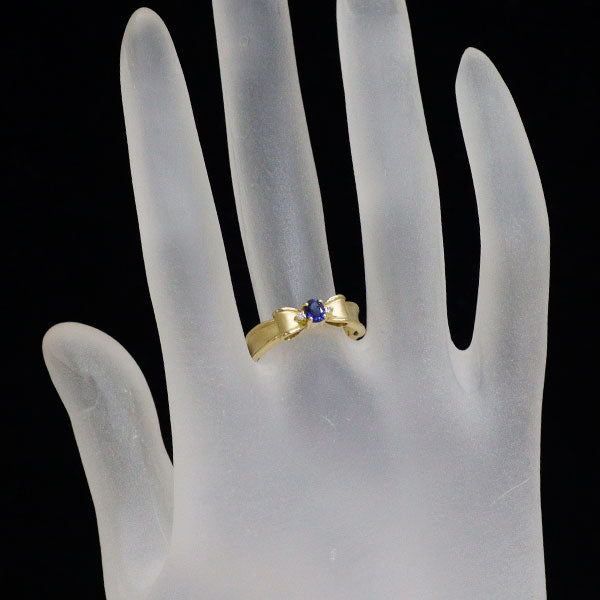 K18YG サファイア ダイヤモンド リング 0.20ct D0.02ct リボン