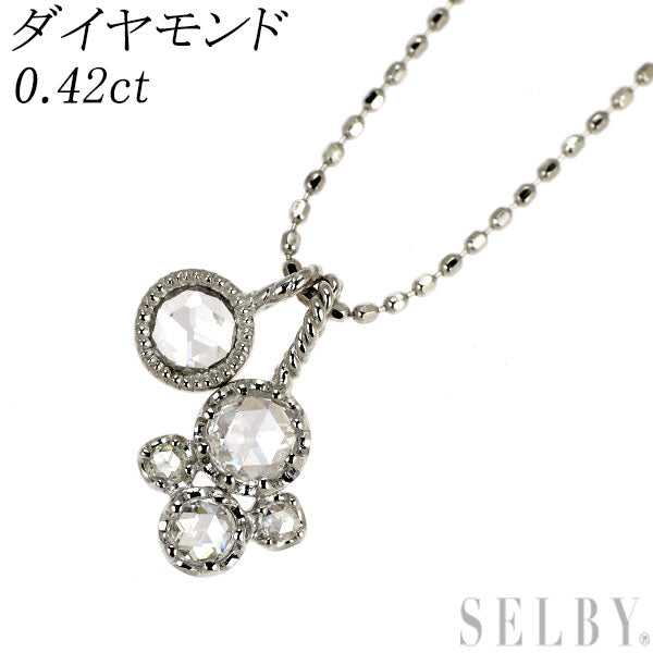 K18WG ローズカット ダイヤモンド ペンダントネックレス 0.42ct