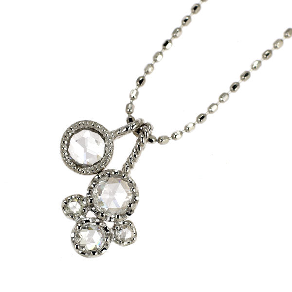 K18WG ローズカット ダイヤモンド ペンダントネックレス 0.42ct