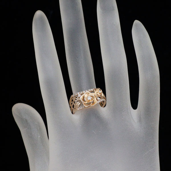 K18PG ダイヤモンド リング 0.23ct フラワー