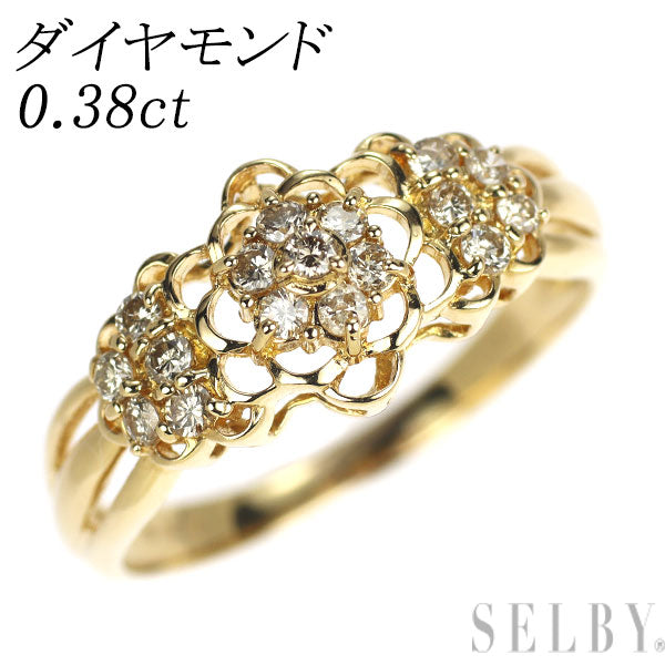 K18YG ダイヤモンド リング 0.38ct フラワー