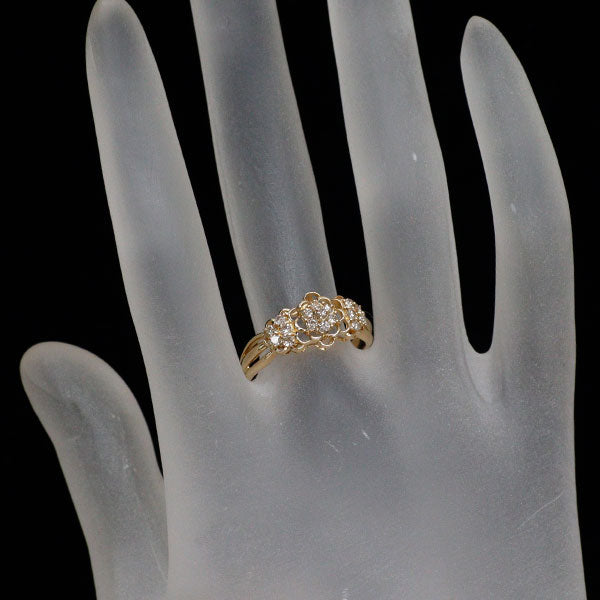 K18YG ダイヤモンド リング 0.38ct フラワー