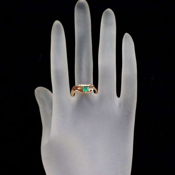 K18PG エメラルド ダイヤモンド リング 0.25ct D0.07ct