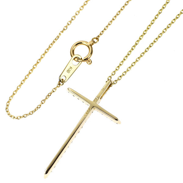 K18YG ダイヤモンド ロング ペンダントネックレス 0.21ct クロス