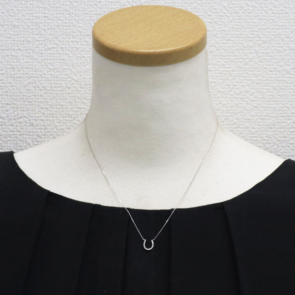 スタージュエリー K18WG ダイヤモンド ペンダントネックレス 0.05ct 馬蹄 ホースシュー