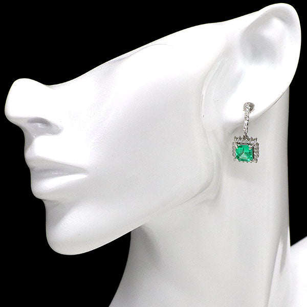 K18WG エメラルド ダイヤモンド ピアス 3.0ct D0.95ct