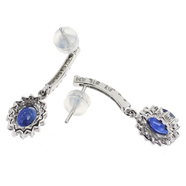 K18WG サファイア ダイヤモンド ピアス 2.60ct D0.52ct