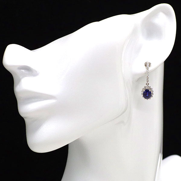 K18WG サファイア ダイヤモンド ピアス 2.60ct D0.52ct
