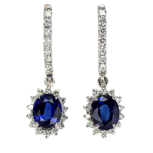 K18WG サファイア ダイヤモンド ピアス 2.60ct D0.52ct