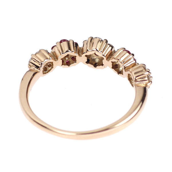 K18PG ルビー ダイヤモンド リング 0.25ct D0.26ct フラワー
