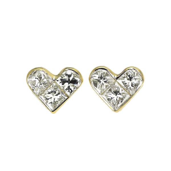 K18YG ダイヤモンド ピアス 0.40ct ハート ミステリーセッティング