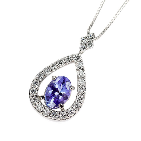 Pt900/Pt850 タンザナイト ダイヤモンド ペンダントネックレス 0.66ct D0.33ct
