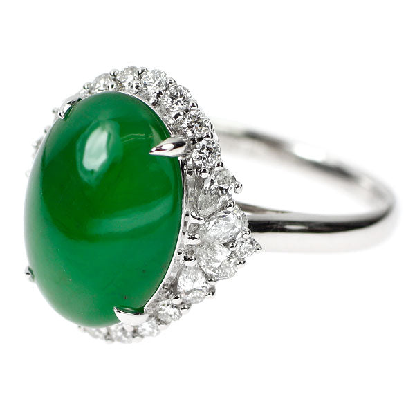 K18WG 翡翠/ヒスイ ダイヤモンド リング 6.553ct D0.67ct