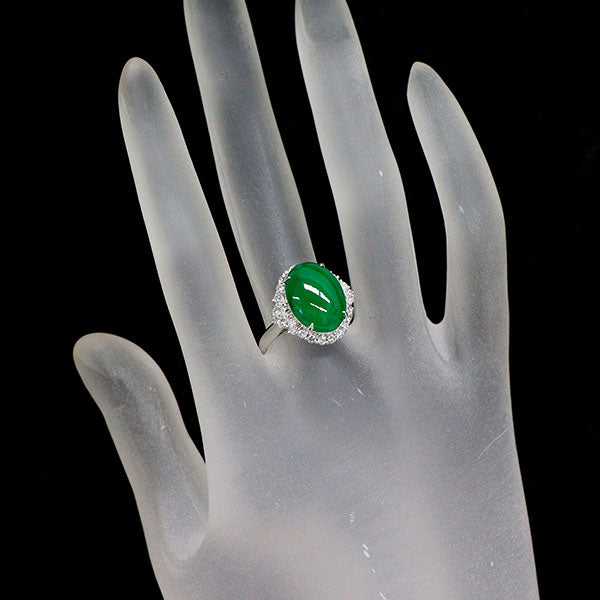 K18WG 翡翠/ヒスイ ダイヤモンド リング 6.553ct D0.67ct