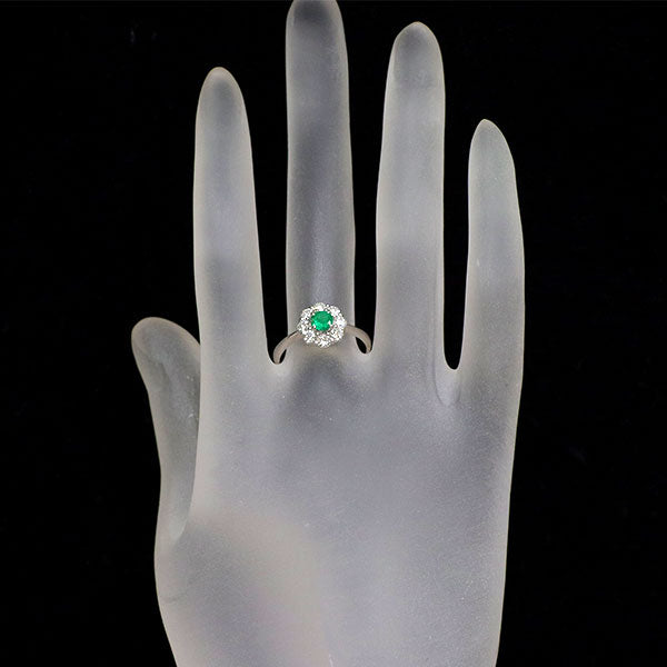 Pt900 エメラルド ダイヤモンド リング 0.28ct D0.59ct