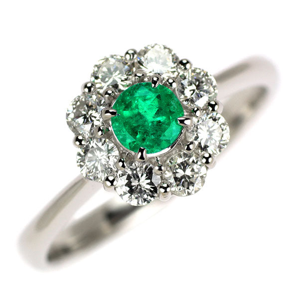 Pt900 エメラルド ダイヤモンド リング 0.28ct D0.59ct