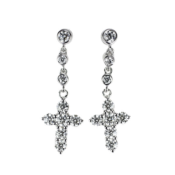 セレディア K18WG H&C ダイヤモンド ピアス 0.82ct クロス