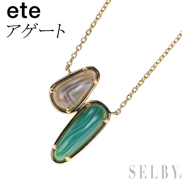 ete K18YG アゲート ペンダントネックレス