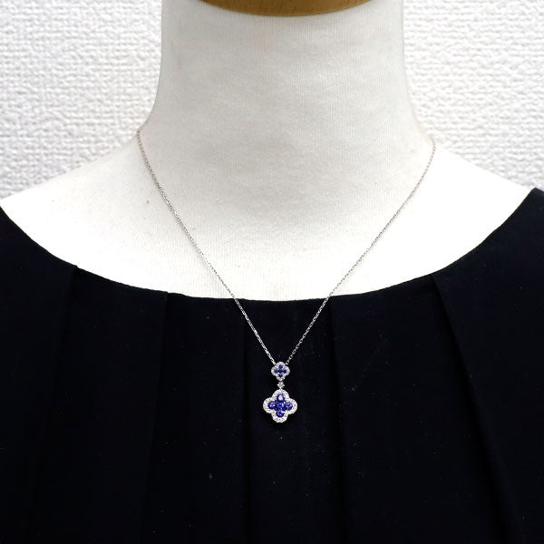 K18WG サファイア  ダイヤモンド ペンダントネックレス 0.78ct D0.26ct ブルートパーズ付き
