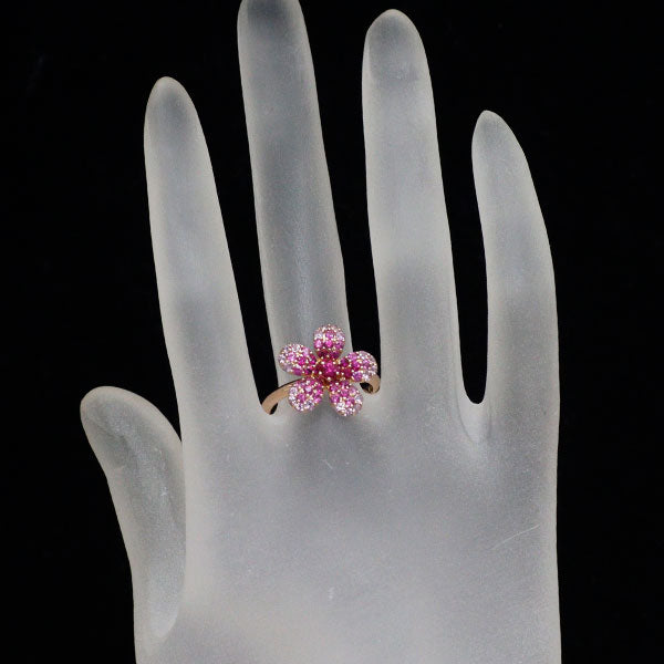 K18PG ルビー ピンクサファイア リング 1.43ct フラワー