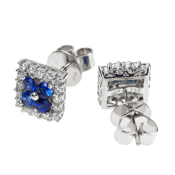 K18WG サファイア ダイヤモンド ピアス 1.00ct D0.40ct