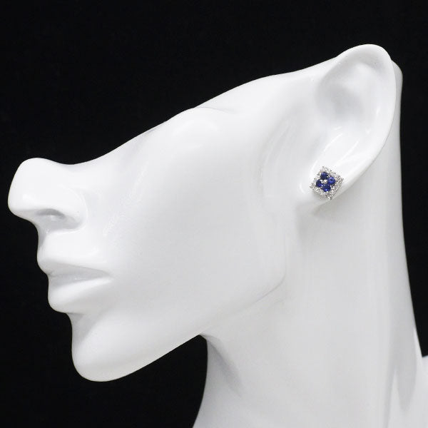 K18WG サファイア ダイヤモンド ピアス 1.00ct D0.40ct