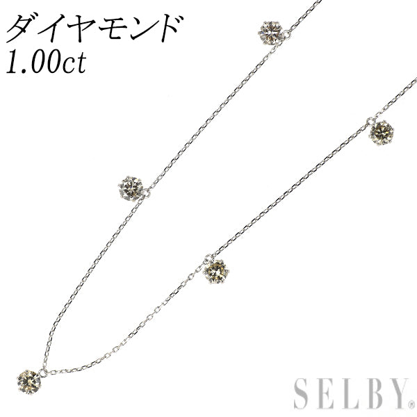 K18WG ダイヤモンド ステーション ネックレス 1.00ct