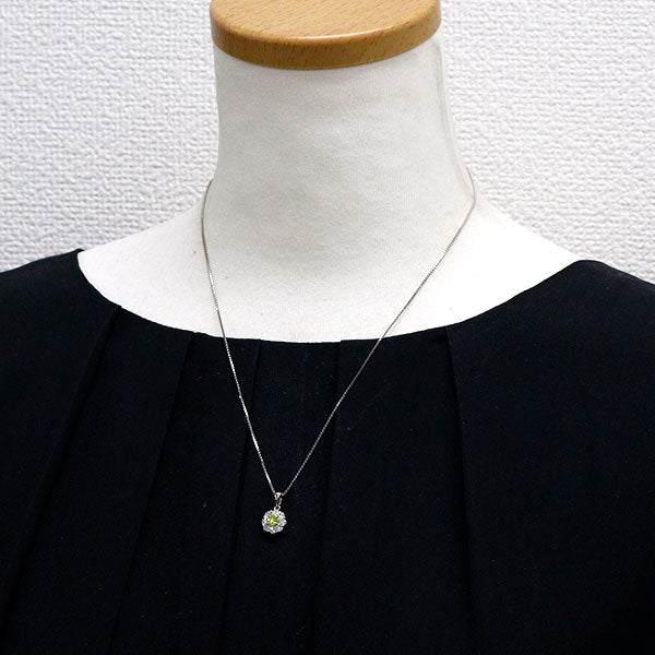 Pt900/ Pt850 アップルグリーンダイヤモンド ペンダントネックレス 0.292ct D0.55ct