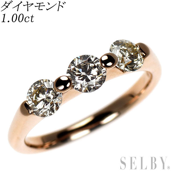 K18PG ダイヤモンド リング 1.00ct 一文字