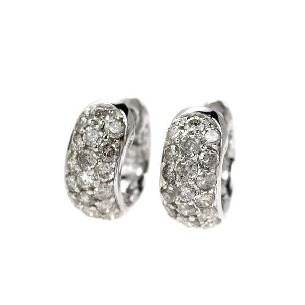 K18WG ダイヤモンド ピアス 1.00ct フープ