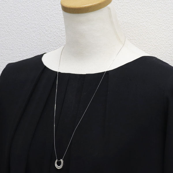 K18WG/ Pt999 ダイヤモンド ペンダントネックレス 0.50ct 三日月 大久保馬蹄