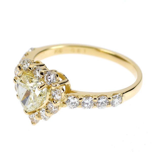 新品 K18YG ハートシェイプ  ダイヤモンド リング 1.015ct VLY SI1 D0.81ct【エスコレ】