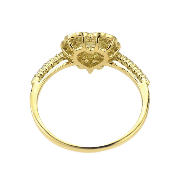 新品 K18YG ハートシェイプ ダイヤモンド リング 0.484ct K VS1 D0.24ct 【エスコレ】