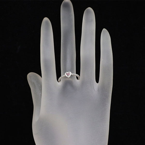 新品 希少 Pt950 ハートシェイプ 天然インテンスピンク ダイヤモンド リング 0.101ct FIPP SI1 D0.18ct 【エスコレ】